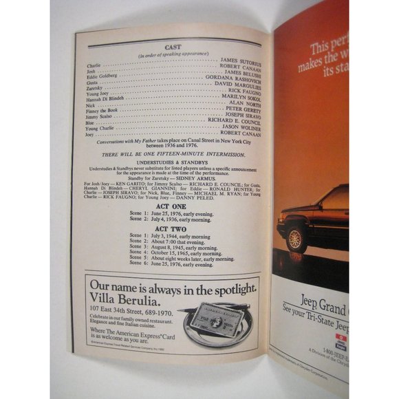 Conversations with My Father Playbill James Belushi February 1993 Margulies - Picture 5 of 7